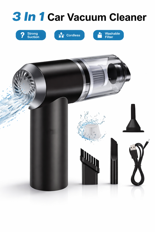 Tekg | 3-in-1 Wireless Car Vacuum Cleaner – High Power Suction, Blower & Washable Filter