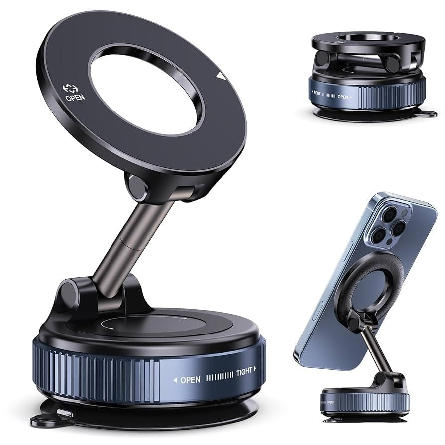 Tekg | Magnetic Car Phone Holder | 360° Rotation Dashboard Mount | Strong Grip Mobile Holder for Car & Content creation
